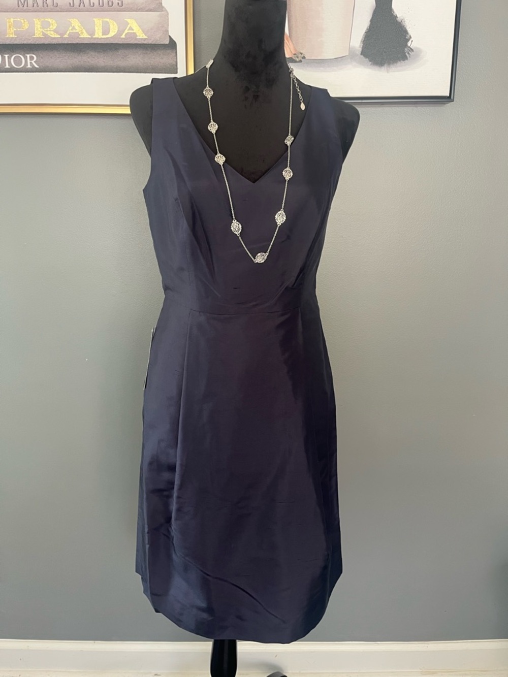 Ann Taylor Navy Sleeveless Silk Dress